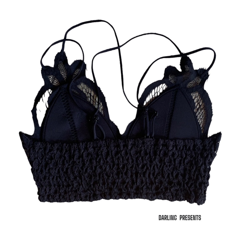 Miss Sparkling Lace Scalloped Eyelet Bralette Women Color Black Size XL - Picture 7 of 10
